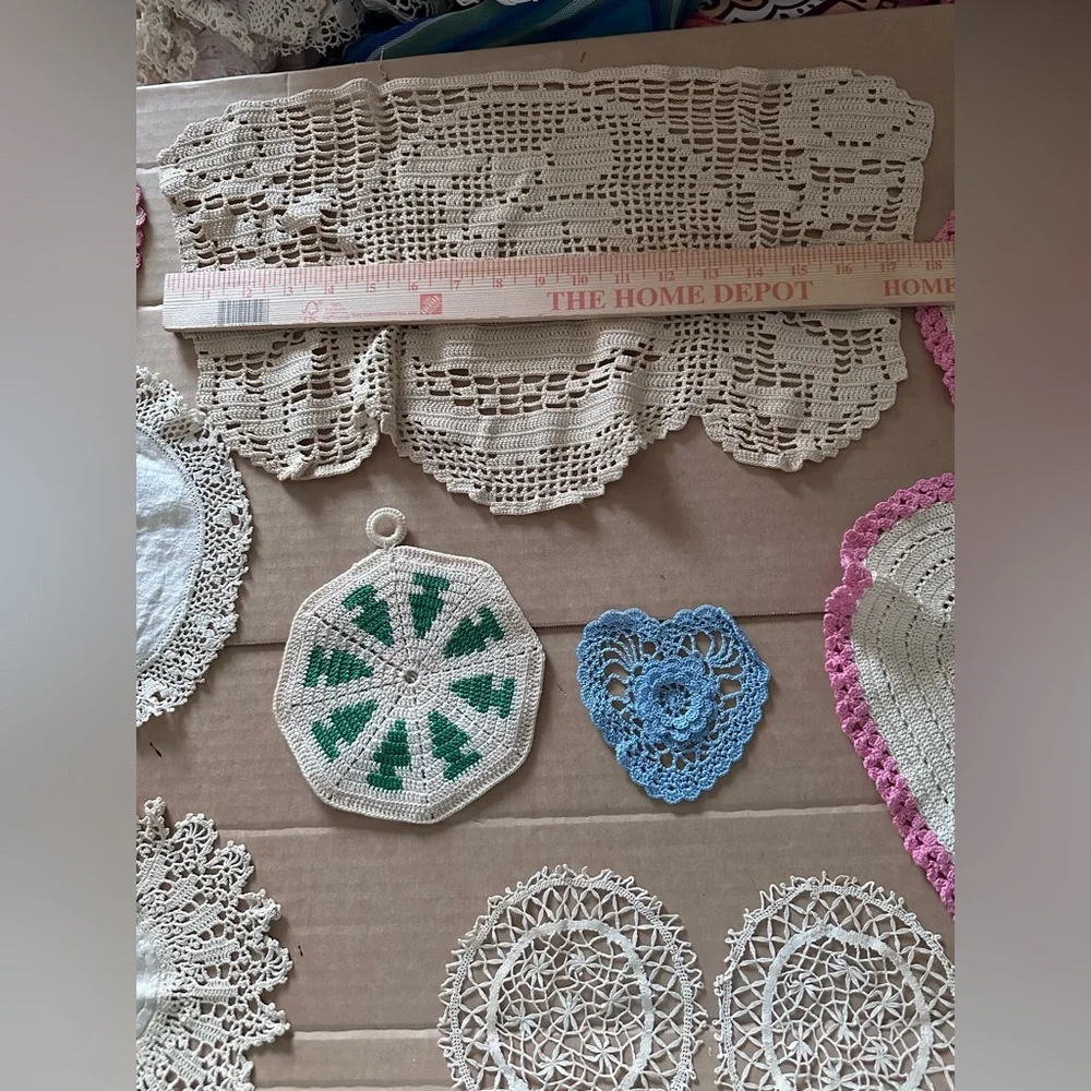 Handmade Crochet Doilies etc lot of 10 Vintage